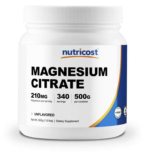 Nutricost Magnesium Citrate Powder 500 Grams Unflavored Gluten Free