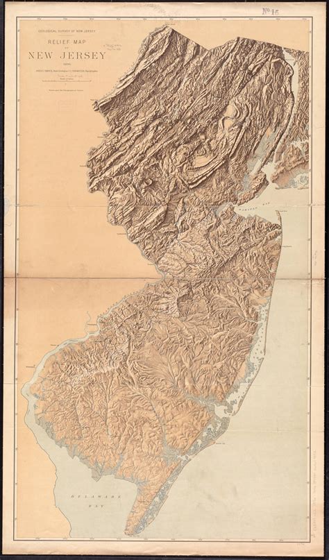 Gorgeous Shaded Relief Map Of New Jersey 1896 From The Geological