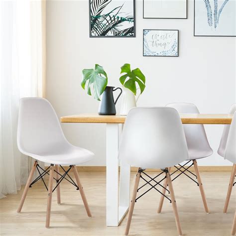 Smilemart Modern White Dining Chairs Set Of Four