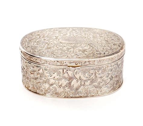 Vintage Silver Jewelry Box Silver Repousse Metal Jewelry Box