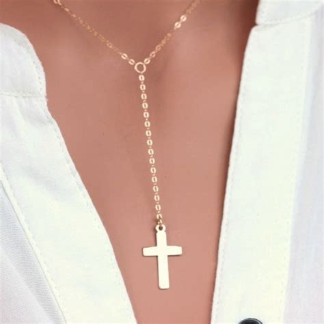 Cross Necklace Gold Cross Necklace Woman Gold Cross Etsy