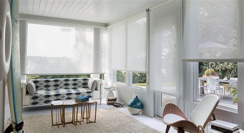 Motorized blinds on the other hand, can be installed on the ceiling either interiorly or exteriorly, and controlled using a remote control or switch. Sunroom Shades | The Shade Store Blog