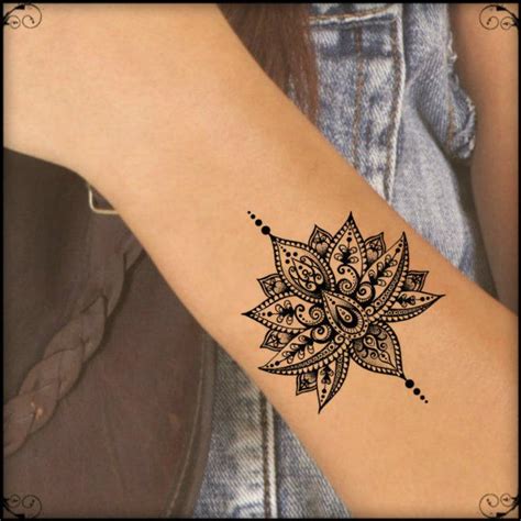 Excellent coloriage mandala fleur dessins. Temporary Tattoo Mandala Lotus Fake Tattoos Realistic Thin ...