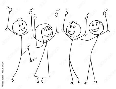 Cartoon Stick Man Drawing Illustration Of Business Team Or Group Of
