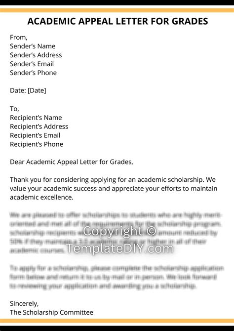 Academic Appeal Letter For Grades Template In Pdf Word
