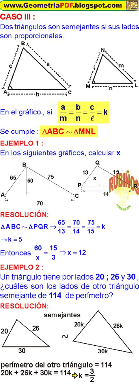 Semejanza De TriÁngulos Ejercicios Resueltos