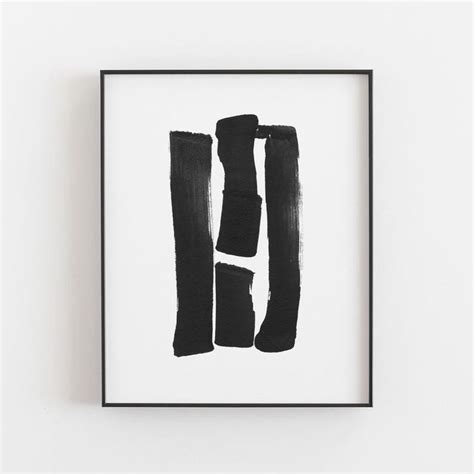 Black And White Modern Minimalist Abstract Ink Painting Etsy Large