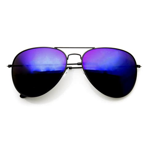 Black Metal Aviator Sunglasses With Flash Revo Lenses Zerouv
