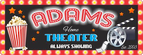 Popcorn Home Theater Sign Personalized Signs Fun Sign Factory