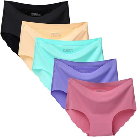 nightaste women s seamless briefs pack of 5 ice silk panties mid rise no show underwear amazon