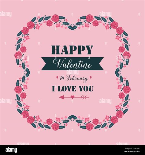Unique Pink Flower Frame Art For Valentines Day Greeting Cards Vector