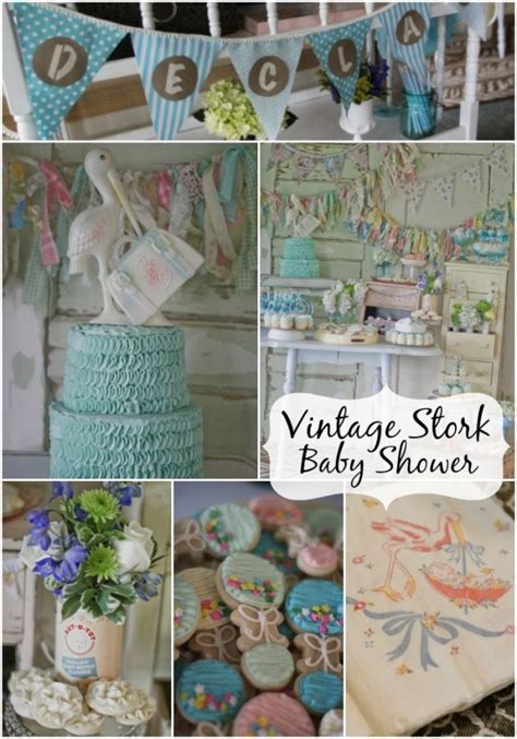 Vintage Stork Baby Shower Design Dazzle