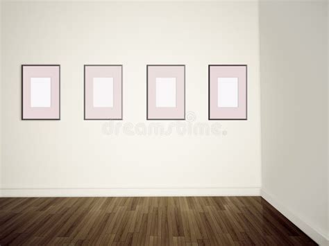 Modern Art Gallery Empty Pictures On A Wall Stock Illustration