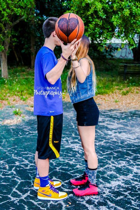 Couples Basketball Photoshoot Kissing Cuple