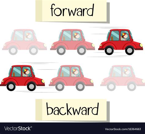 Opposite Wordcard For Forward And Backward Vector Image