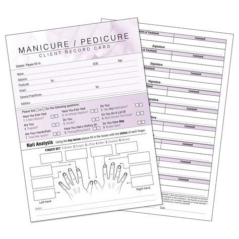 Buy Manicure Pedicure Client Record Card Consultation Form For Mobile