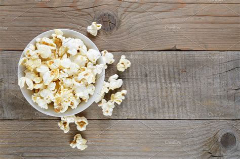 Popcorn In Bowl On Wooden Table High Quality Food Images ~ Creative