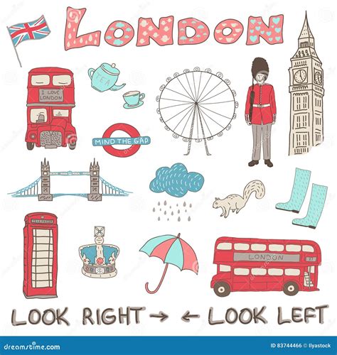 Set Of Hand Drawn Doodles Of London England Editorial Photo