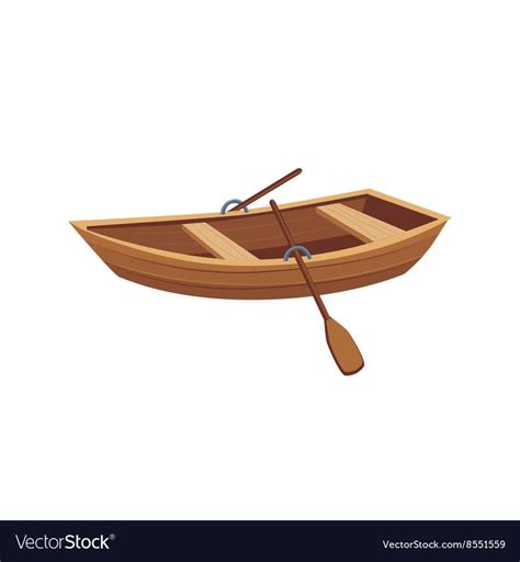 Wooden Boat With Peddles Cartoon Simple Style Colorful Isolated Flat