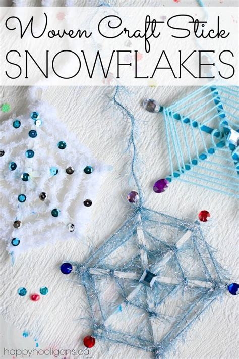 Woven Craft Stick Snowflake Ornaments Happy Hooligans