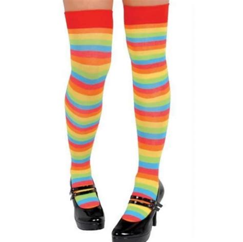 rainbow stripe thigh highs code 2124 scalliwags costume hire