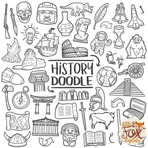 History Doodle Icon Vectors Subject School Historical Design Etsy In