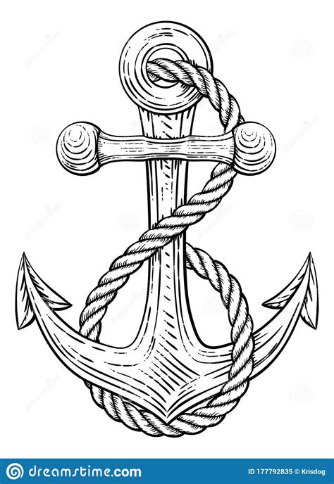 Anchor From Boat Or Ship Tattoo Drawing Cartoon Vector Cartoondealer