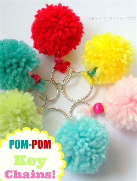 Today we are back with another diy project, and it's the cutest pom pom keychain. Pom Pom Key chains | Diy keychain, Pom pom crafts