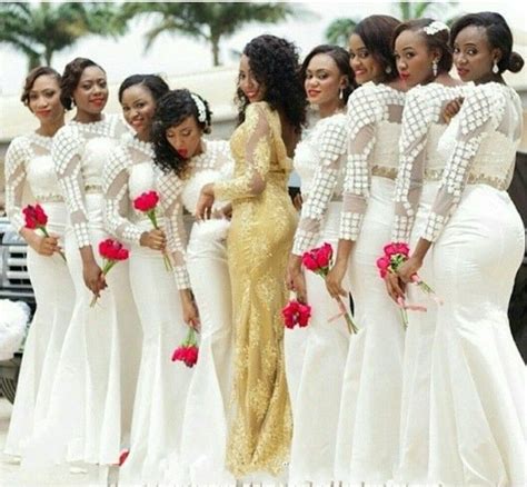 We scoured hundreds of wedding photos to find the best bridesmaid hairstyles for your squad. African Style White Bridesmaid Dresses Long Sleeve Mermaid Floor Length Bridesmaid Dress Lace ...