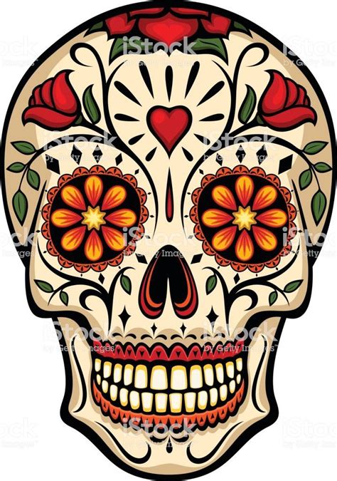 Vector Illustration Of An Ornately Decorated Day Of The Dead Sugar