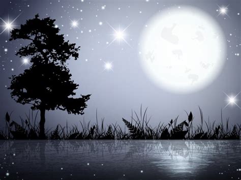 Moon Night Lake Stock Image Everypixel