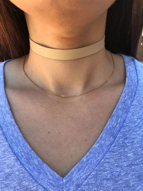 Nude Faux Leather Choker Necklace My XXX Hot Girl