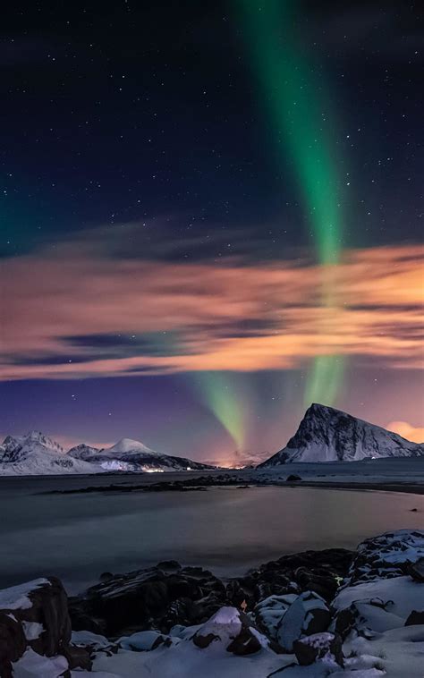Aurora Borealis Northern Lights Lake Sky Nature Samsung Galaxy