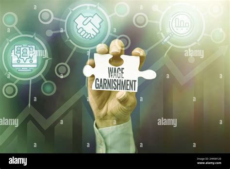 Handwriting text Wage Garnishment, Business idea Deducting money from