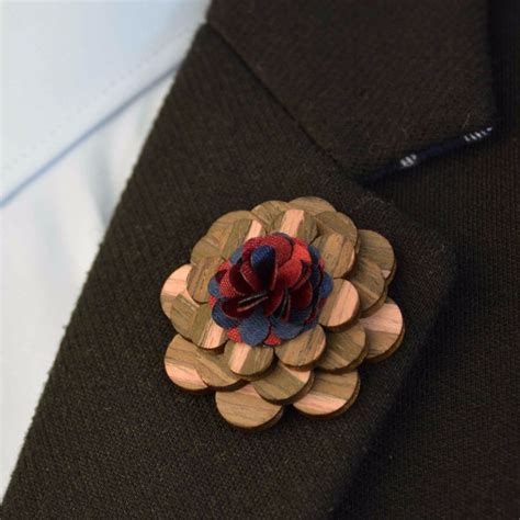 Mens Vintage Lapel Pin Brooch Pin Handmade Wood Flower Lapel Pin For Men Wedding Party Suit
