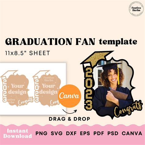 Grad Paddle Fan Template Custom Grad Fan Graduation Fan Template