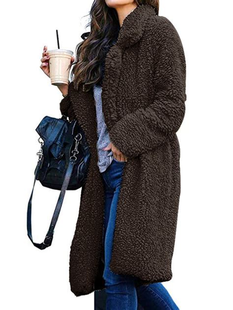 Long Sleeve Shawl Collar Solid Teddy Bear Coats Clothing Shawl