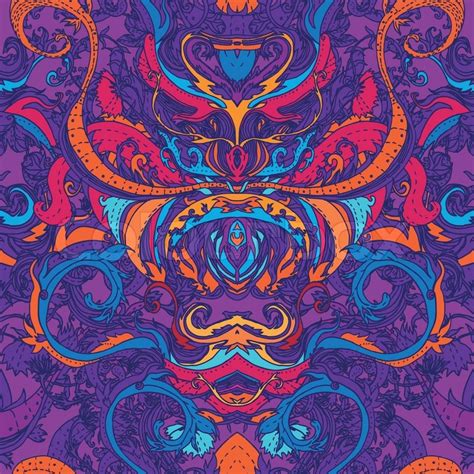 Floral Paisley Indian Vector Colorful Ornate Seamless Pattern Stock
