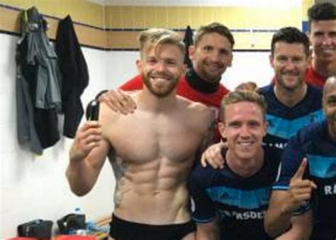 Middlesbrough S Adam Clayton Poses For A Dressing Room Celebration Pic With His TESTICLE