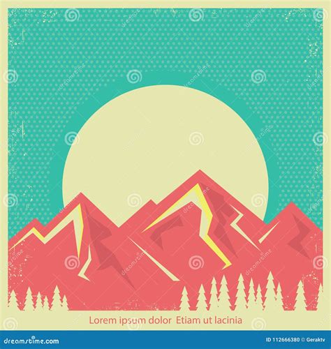 Mountains Landscape Retro Background For Text Stock Vector
