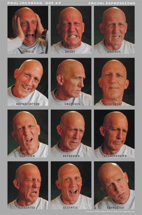 Many Different Facial Expressions In The Same Mans Face And Head All