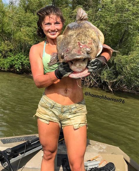 Hannah Barron With A Pound Flathead Fly Fishing Girls Catfish
