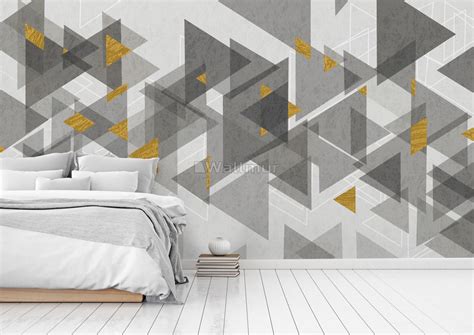 Free Download Watercolor Yellow Gray Triangle Geometric Wallpaper Mural