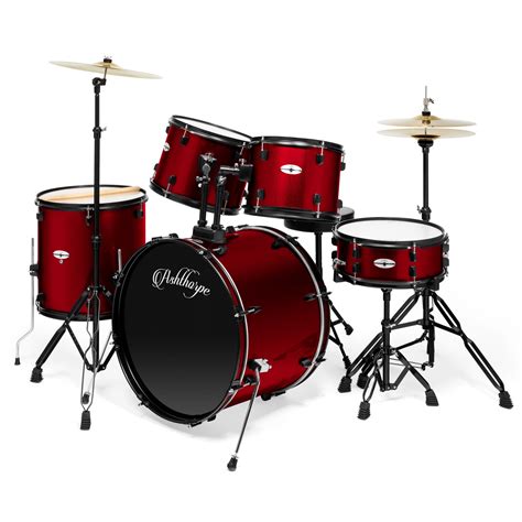 Ashthorpe 5 Piece Complete Full Size Adult Drum Set With Remo Batter