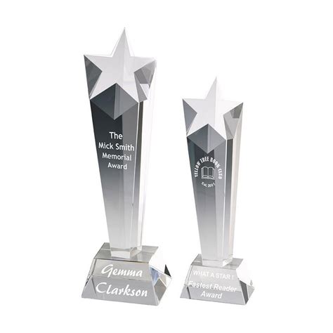 Star Column Trophy In Optical Crystal Awards Challenge Trophies
