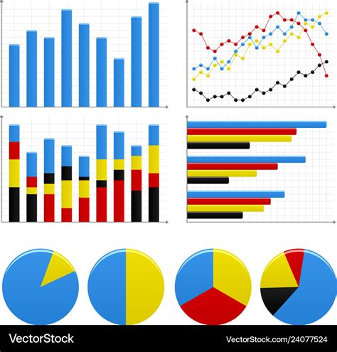 Bar Pie Graph Chart A Set Of Bar Charts And Pie Vector Image