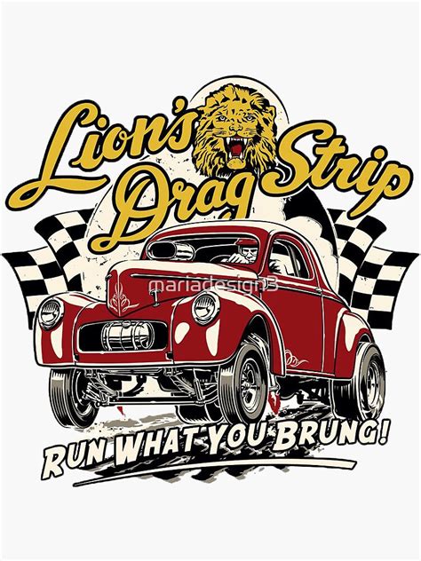 Lions Drag Strip Sticker For Sale By Mariadesign3 Redbubble