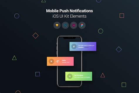 Mobile Push Notifications Ios Ui Kit Elements Design Template Place