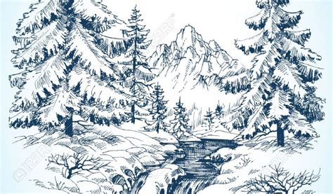 Snowy Landscape Drawing At Getdrawings Free Download