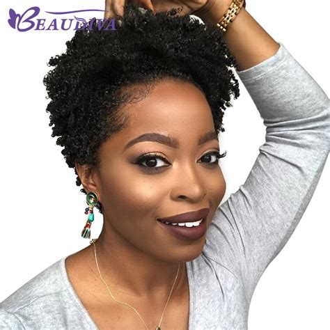 Beaudiva Short Bob Wigs For Black Women Hair Afro Curly Human Hair Wig